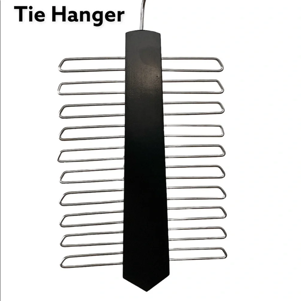 Men’s Tie Hanger 20 Slots Black & Silver BNWT